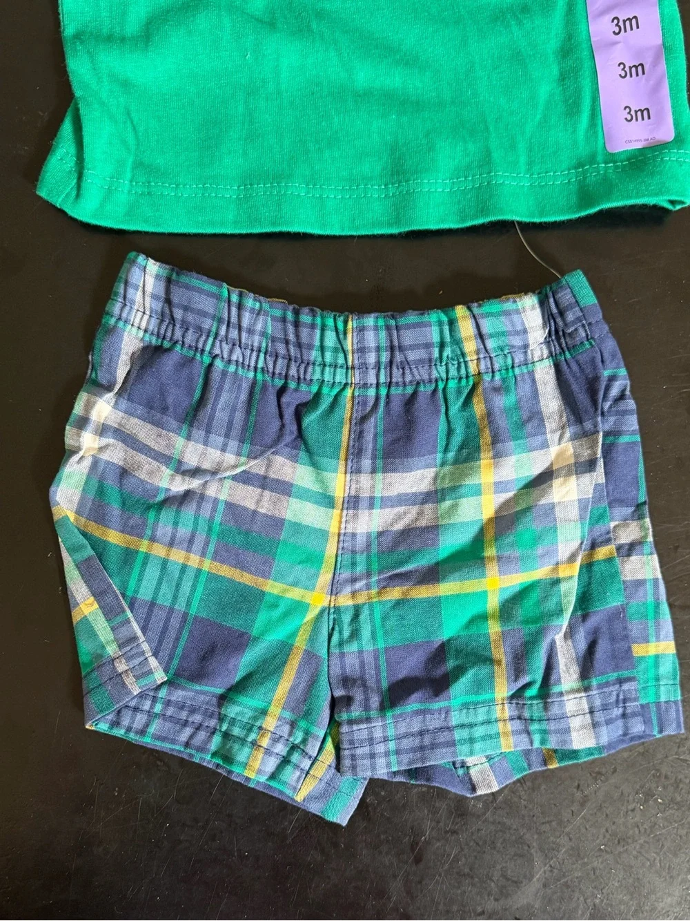 NWT Carter's Baby Boy 3 Mo Green Plaid ”Oh Snap” Crocodile/Alligator Outfit